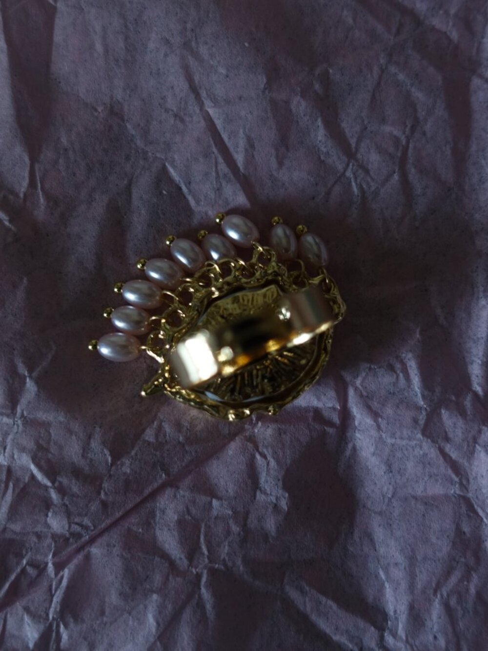 🆕️ Schiaparelli Inspired Style Gold Eye Ring with Pearls NWOT - Picture 10 of 15